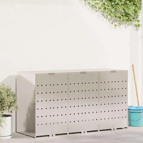 vidaXL Armazenamento para Lixeiras Móveis para 3 Caçambas Prateado