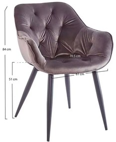 Cadeira Zandel Black Veludo - Cinza escuro