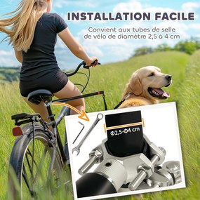 Trela para cão para bicicleta, 124 cm, trela de exercício para cães, fácil de instalar e removível, aço e poliéster, preta