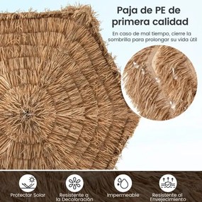 Guarda-sol suspenso estilo havaiano  283 x 245 cm com cobertura à prova de sol e parte superior ventilada para piscina, jardim, natural