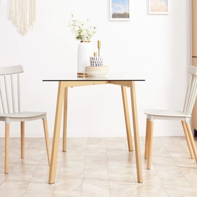 HOMCOM Mesa de Jantar para 4 Pessoas Mesa de Cozinha Moderna com Bancada de Vidro Temperado e Pés de Aço com Efeito de Madeira para Sala de Jantar 120x60x76cm Transparente e Madeira