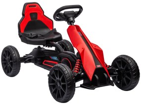HOMCOM Kart a Pedais para Crianças com Assento Ajustável em 4 Posições, Travão de Mão e Rodas de EVA 100x58x58,5 cm Vermelho