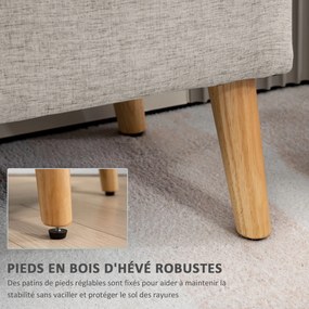 Banco com arrumação estofado com aspeto de linho para quarto, entrada ou sala de estar, capacidade de 220 Kg, 110 x 39 x 45 cm, bege