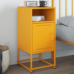 vidaXL Mesa de cabeceira 36x39x78 cm aço amarelo mostarda