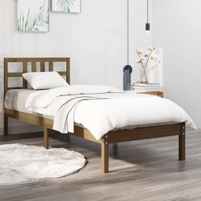 vidaXL Estrutura de cama 90x200 cm madeira maciça castanho mel