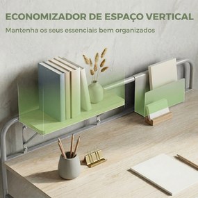 Secretária Moderna com Prateleira e Estrutura Metálica Fácil Montagem 98x48x88,5 cm Carvalho