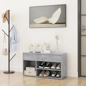 vidaXL Banco sapateira 80x30x45 cm derivados madeira cinzento-cimento