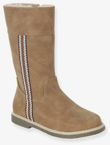 Botas com forro em pelo e fecho, para criança  camelo