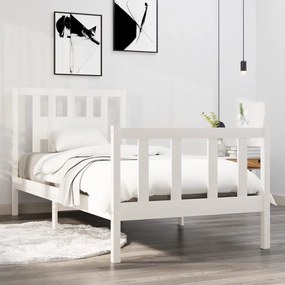 3104089 vidaXL Estrutura cama pequena solteiro 75x190 cm madeira maciço branco