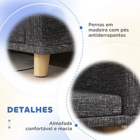 Sofá para Cães Cama Elevada para Cães Estofada com Almofada Lavável e Pés de Madeira de Pinho 98x67x25 cm Cinza Escuro