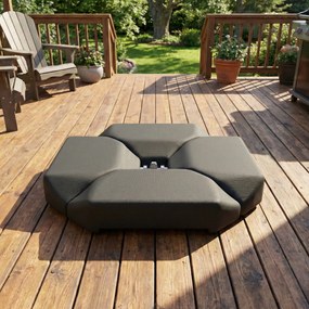 Base para Guarda-sol de 4 peças para Cantilever Suporte para Guarda-sol de HDPE Reenchível com Água 77 kg ou Areia 100 kg