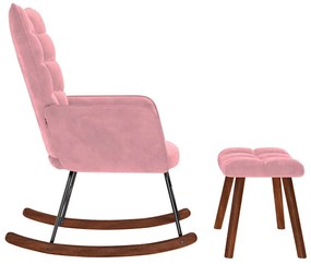 Cadeira de baloiço com banco veludo rosa