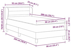 Cama Box Spring vidaXL com Colchão Creme 90x200 cm Tecido