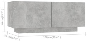 Móvel de TV 100x35x40 cm contraplacado cinzento cimento