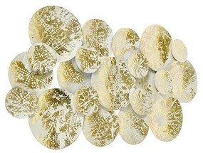 Candeeiro de parede decorativo oriental dourado com branco 2-luzes - Hikina Oriental