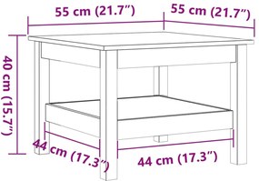 Mesa de centro 55x55x40 cm madeira pinho maciça castanho mel