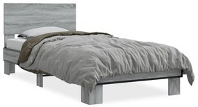 Estrutura cama 100x200 cm derivados madeira/metal cinza sonoma