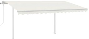 Toldo retrátil automático com postes 4x3 m cor creme