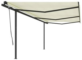 Toldo retrátil manual com postes 6x3 m cor creme