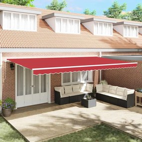Toldo Retrátil Manual VidaXL Vermelho 600x300 cm