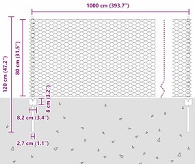 Postes de Cerca vidaXL 5 pcs U-Channel 80 cm Aço Galvanizado