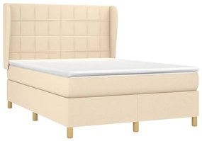 Cama com molas/colchão 140x190 cm tecido cor creme