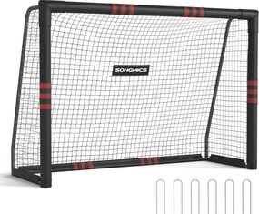 Baliza de futebol em tubo de aço com rede em PE para exterior, 85 × 240 × 160 cm, preta