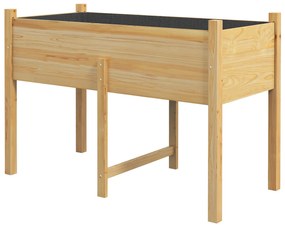 Mesa de Cultivo de Madeira Floreira Elevada 115x55x80 cm com Tecido não Tecido para Cultivo de Plantas Verduras Flores Madeira