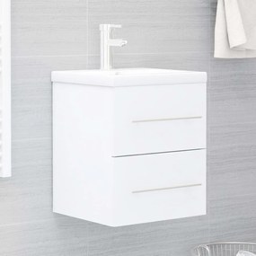 vidaXL Armário lavatório c/lavatório embutido derivados madeira branco