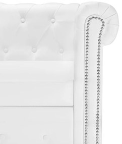 Sofá Chesterfield em forma de L couro artificial branco