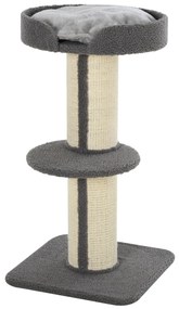 PawHut Arranhador para Gatos Altura 91 cm de 3 Níveis com Ninho Plataforma e Poste de Sisal 45x45x91 cm Cinza