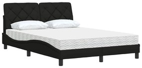 Cama com colchão 120x200 cm tecido preto