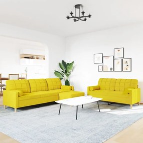 3 pcs conjunto de sofás c/ almofadas/apoio pés tecido