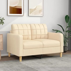vidaXL Sofá de 2 lugares tecido 120 cm cor creme