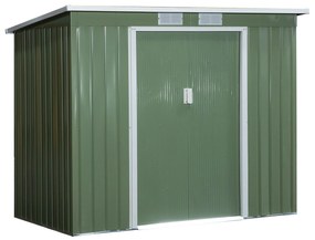 Outsunny Abrigo de Jardim 213x130x173cm Abrigo de Exterior de Aço Galvanizado com Porta Corredeira e Ventilações Verde