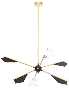 Candeeiro de suspensão design preto e dourado 6 luzes - Sinem Design
