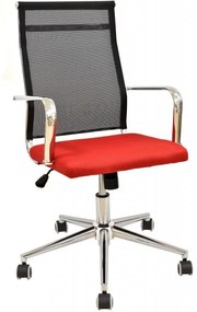 Cadeira de escritório AUSTRIA, executivo, rede preta, tecido vermelho