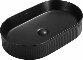 Mexen Grovo lavatório de bancada com estrias 57 x 36 cm, preto mate - 22305785