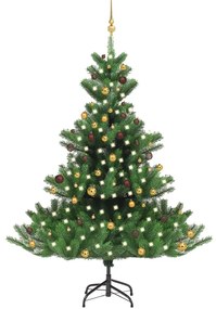 vidaXL Árvore Natal artif. c/ LEDs/bolas 210 cm abeto caucasiano verde