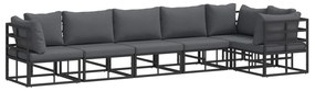 vidaXL Conjunto de Sofá de Jardim com almofada 6 pcs Preto Alumínio
