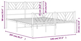 Estrutura de cama com cabeceira e pés 140x200 cm metal preto
