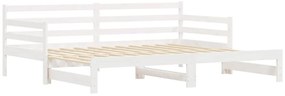 Sofá-cama com gavetão 90x200 cm madeira de pinho maciça branco
