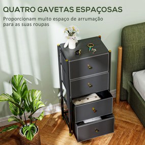 Cómoda para Dormitório Cómoda de Tecido com 4 Gavetas Dobráveis com Fr
