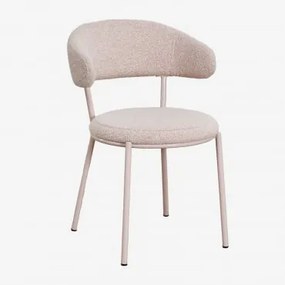 Cadeira De Jantar Em Tecido Verilo Bouclé Bouclé Cor-de-rosa - Sklum