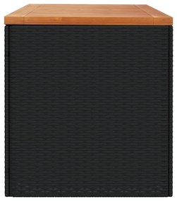 Caixa arrumação jardim 220x50x54 cm vime PE/acácia maciça preto