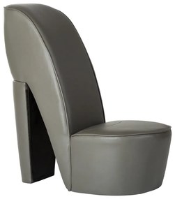 vidaXL Cadeira estilo sapato de salto alto couro artificial cinzento