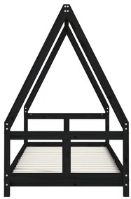 Estrutura de cama infantil 80x200 cm pinho maciço preto