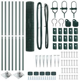 Cerca Euro com 7 Postes Espigados 1.6x10 m Aço Galvanizado Verde