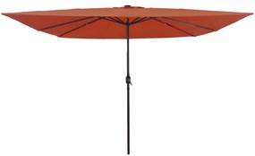 Parasol de Jardim Quadrado vidaXL com Luzes LED 295x245 cm Terracota