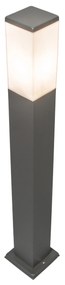 Poste de iluminação exterior moderno cinza escuro com opala 80 cm IP44 - Malios Design,Moderno